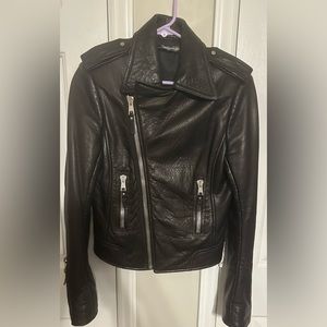 Balenciaga black moto leather jacket